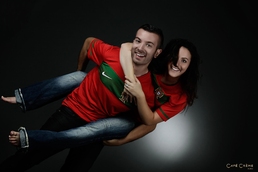 Photo de couple avec le maillot de football du Portugal